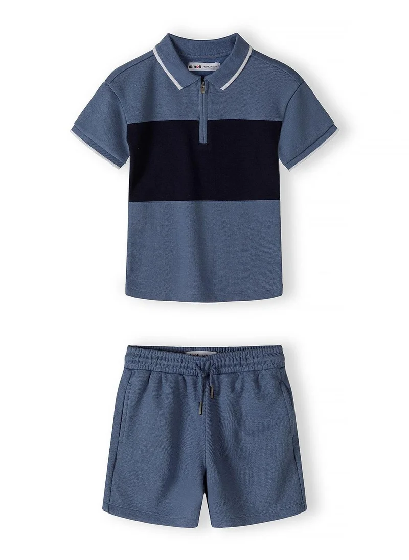 مينوتي Boys navy blue polo shirt and shorts set 3-15 years